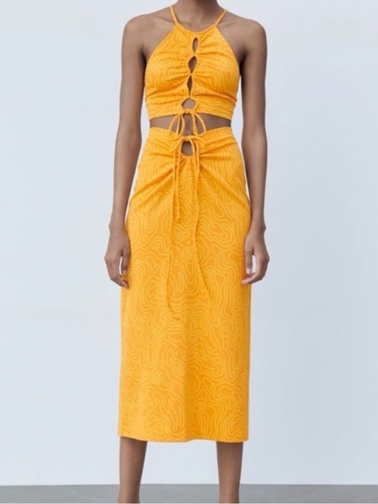 Zara Dresses & Skirts - Zara Women’s High-Waist Tie Front Maxi Skirt & Crop Halter Top XS Festival Vacay